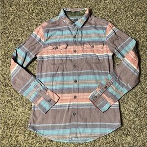 Modern Amusement Button Up Long Sleeve Shirt Men's Medium Striped Multicolor